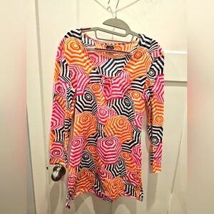 Mud Pie Totable Tunic Beach To Bar Cover-Up Dress Umbrella Print Size Small New